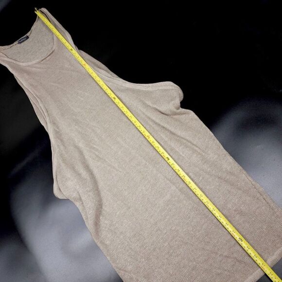 MAYA NEGRI Lagenlook Shapeless Sheer Knit Midi Dress Beachy Boho Taupe Large - Picture 4 of 7